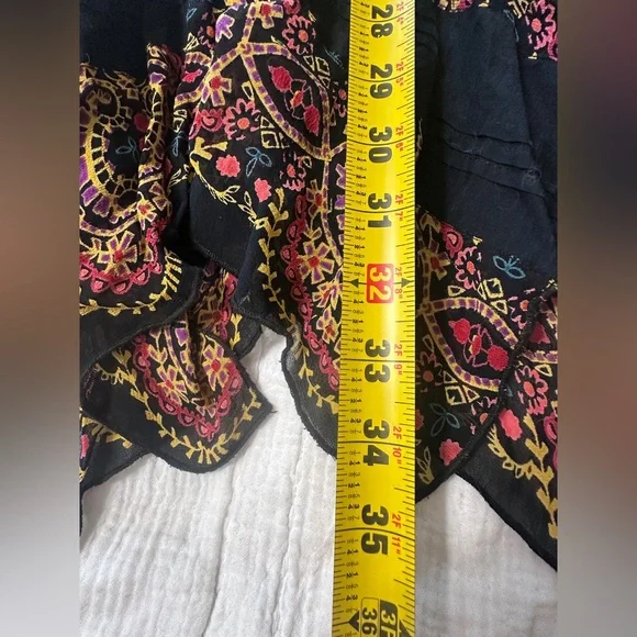 RARE Free People FP ONE Vintage Border Print Tunic Slip Top Shirt size Large - Picture 8 of 11